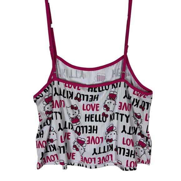Hello Kitty By Sanrio Sleepwear Top Women XL White Pink All Over Print Spaghetti - Picture 2 of 9